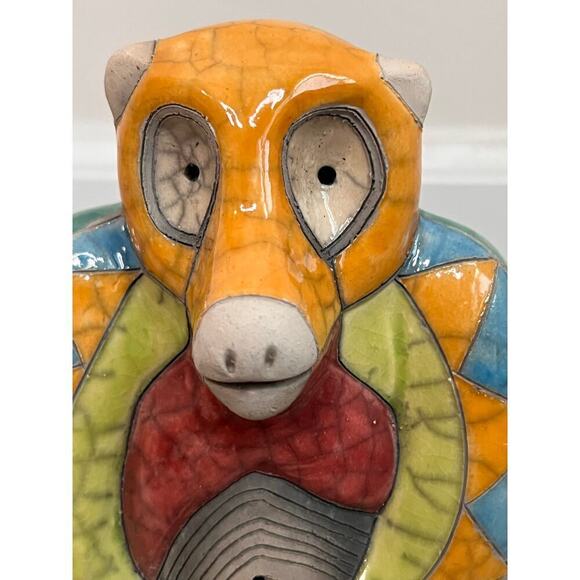 The Fenix Raku Pottery Baboon Figurine Handmade in South Africa - Picture 2 of 7